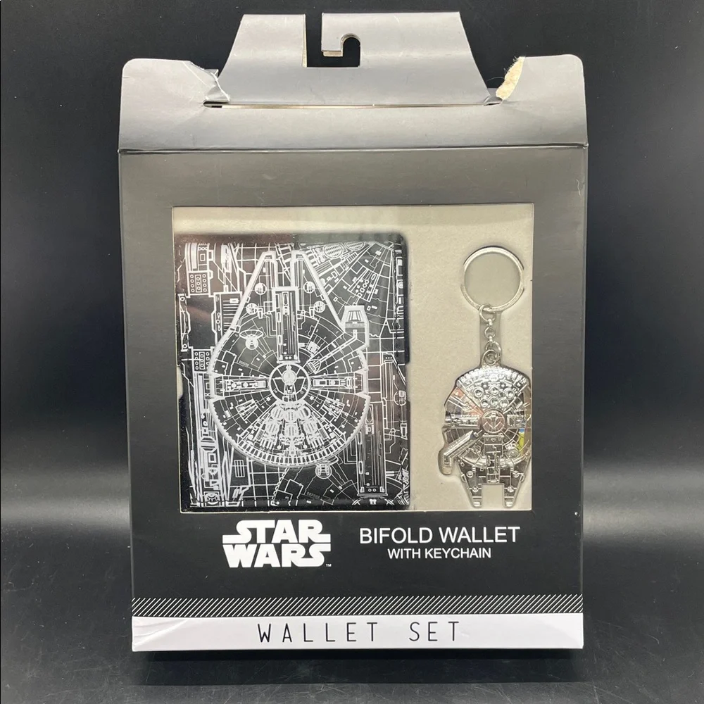 Star Wars Millennium Falcon Bifold Wallet & Keychain Set Bioworld NIP